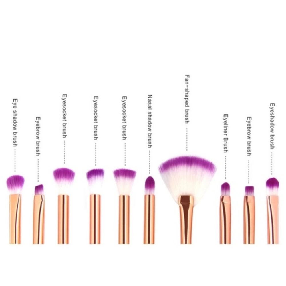 10 Pc Multi Colored Mermaid Brush Set - Picture 3 of 4